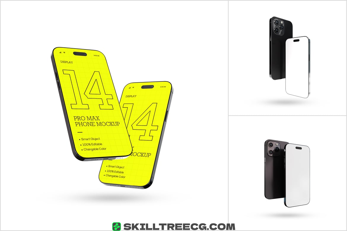Realistic iPhone 14 Pro Max Screen Psd Mockups（286318）-技能树